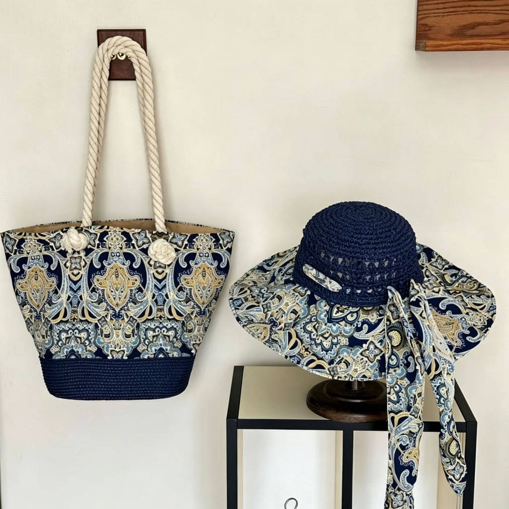 Luxury Bags Shopping - Boho strohoed en strandtas set voor