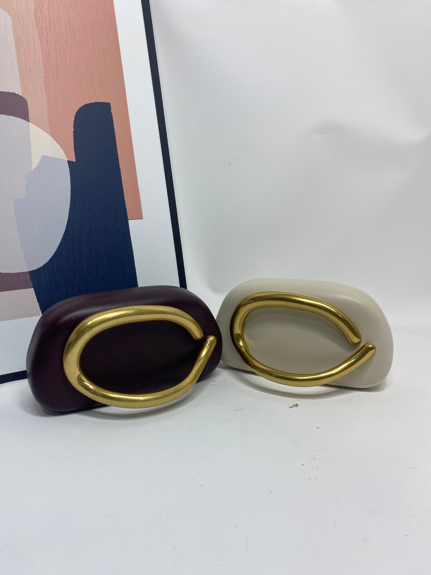 Luxury Bags Big - Grote gouden metalen sluiting clutch avondtassen
