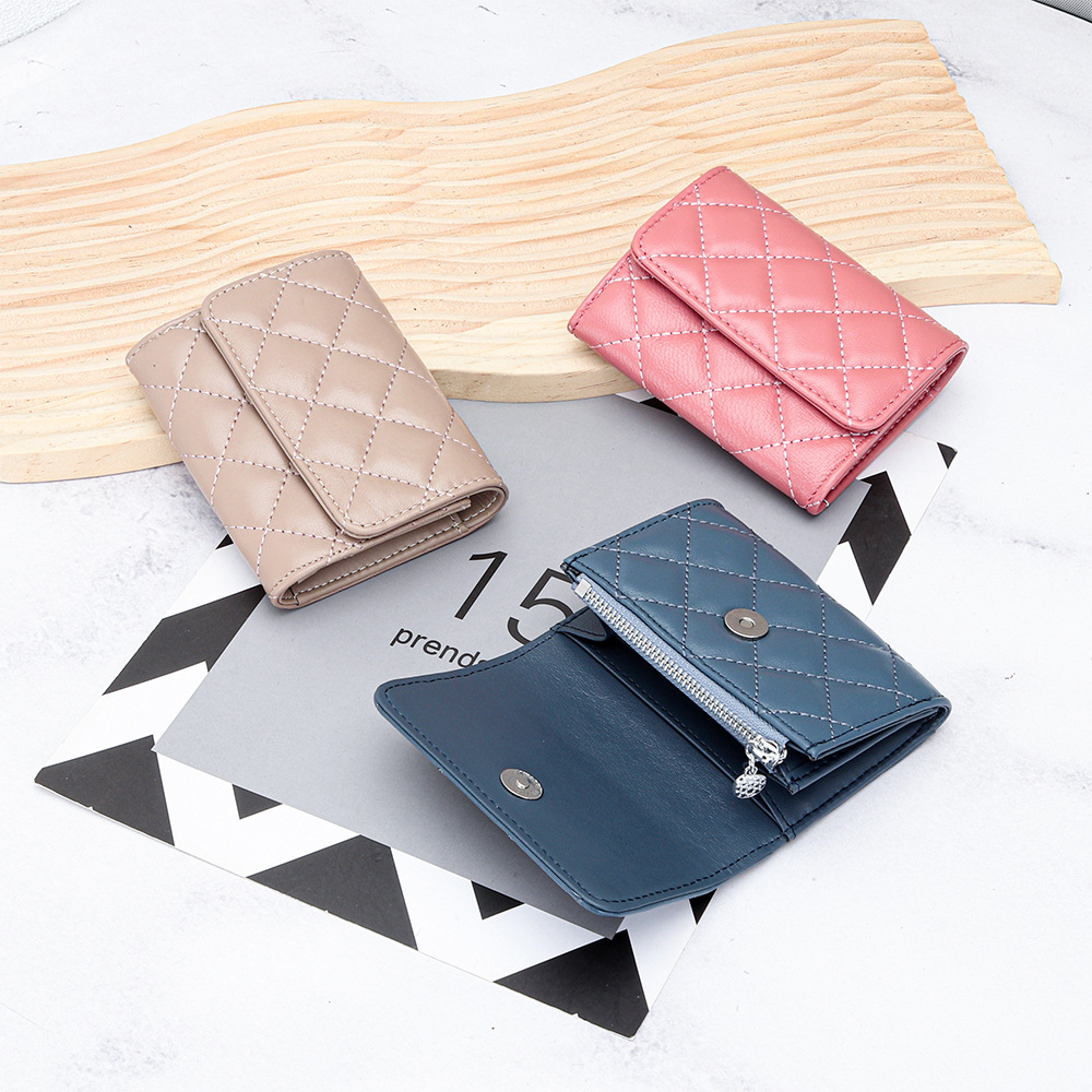 Luxury Bags Brand Names - Schapenvacht Gewatteerde Kaarthouder Vrouwen Bifold Lederen